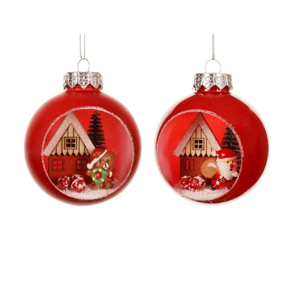 SFERA ALBERO D.8CM. APERTA BABBO NATALE E ORSO